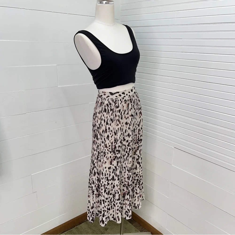 Adorn Polka-Dot Pleated Midi Skirt NWT
